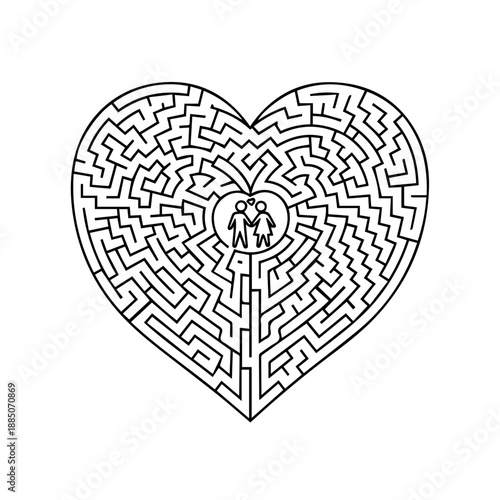 Heart-shaped maze Vector