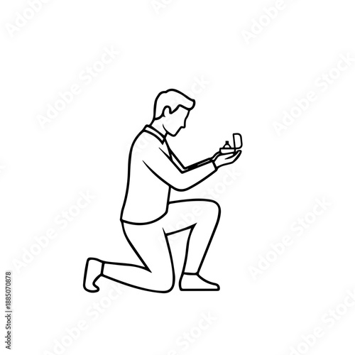 Person kneeling and using mobile phone Vector