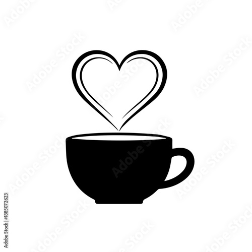 Cup of coffee with heart Vector