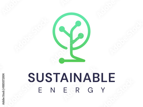 Sustainable Energy logo vector illustration design with Digital Eco Tree circle shapes smart Green energy technology concept for renewable energy, ui, AI Technology, clean energy, future of technology