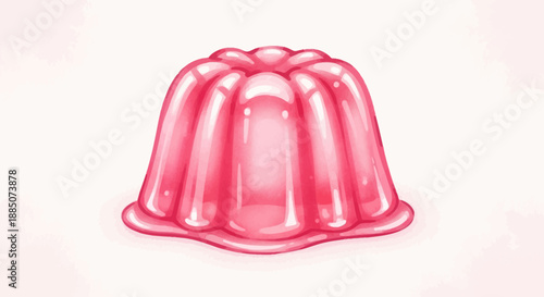 A pink jelly dessert on a white surface viewed from directly above Whisk