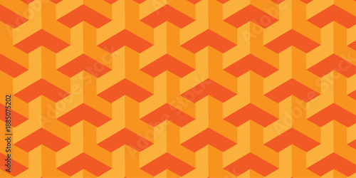 abstract orange isometric decoration geometric cube background. vector triangle tile design. Decoration mosaic design retro seamless element wallpaper.