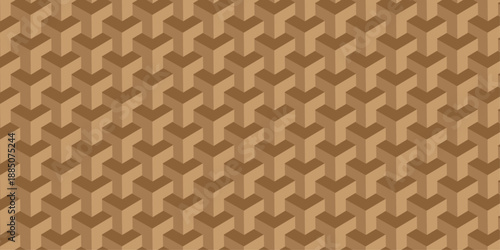 seamless grid metal brown triangle cube pattern with geometric shapes wallpaper textile design.