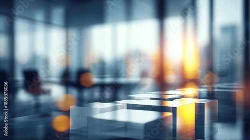 Wallpaper Mural Modern office glass block reflections warm sunlight Torontodigital.ca