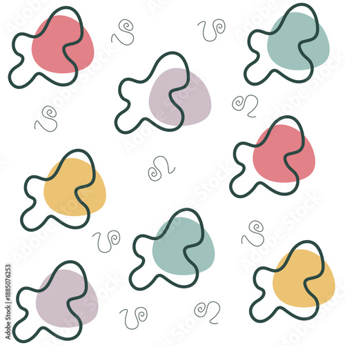 Line art brush abstract decorative pattern solid white background