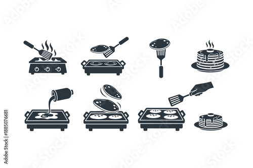 Shrove tuesday pancake day cooking illustration with utensils and griddles