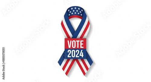 American flag ribbon with 'vote 2024' text for election awareness and patriotism