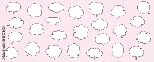シンプルな吹き出しのベクターイラストセット。ふきだし、フレーム、おしゃれ、くるくる