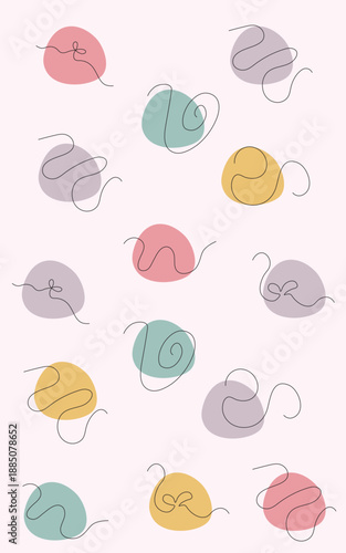 Rounded colorful dot pattern and aesthetic line with white background