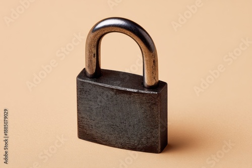 Wallpaper Mural Closeup of a black metal padlock on a light beige background. Object for security, protection, and privacy concept. Data safety and secure access. Torontodigital.ca