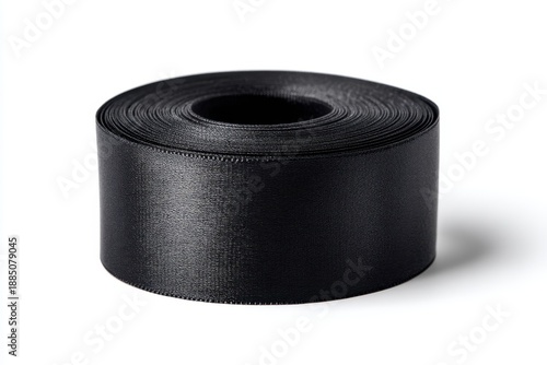Wallpaper Mural Black satin ribbon spool isolated on white studio background. Elegant decorative material for gift packaging and craft project. Torontodigital.ca