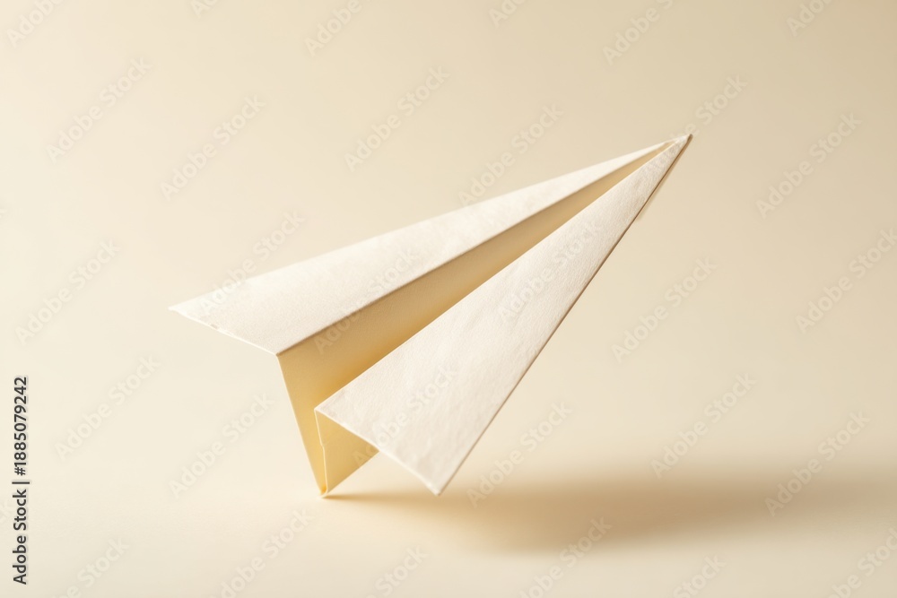 custom made wallpaper toronto digitalOff white paper airplane on uniform beige background. Simple symbol of travel, communication, freedom, vision, idea, concept.