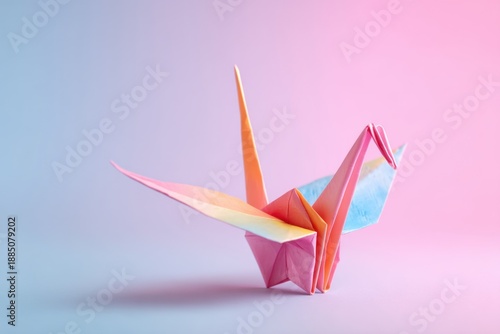 Wallpaper Mural Colorful origami bird crafted from folded paper. Traditional Japanese art representing peace and hope. Creative hobby and mindfulness activity. Torontodigital.ca