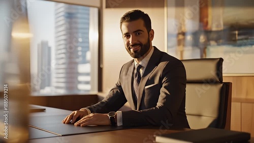 Wallpaper Mural Professional Businessman Sitting at Office Desk in Modern High-Rise Building. Torontodigital.ca
