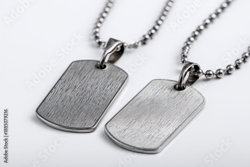 Wallpaper Mural Two metal blank military dog tags on chain. Army identification mark for soldier and veteran. Memorial day and remembrance concept. Torontodigital.ca