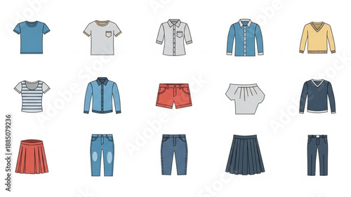 Collection of Casual Clothing Items for Men and Women.