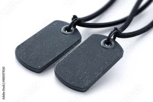 Wallpaper Mural Black military dog tags hanging from a cord, symbolizing veteran remembrance. Memory, soldier, and service concept. Torontodigital.ca