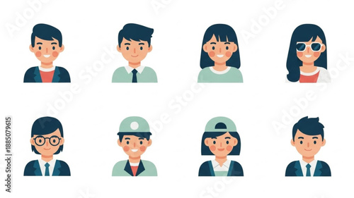 Diverse Group of People Avatars Representing Different Professions and Styles.