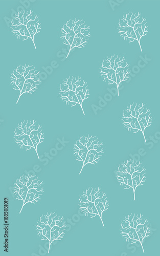 Tree botanical eco theme pattern vertical solid blue  wallpaper background