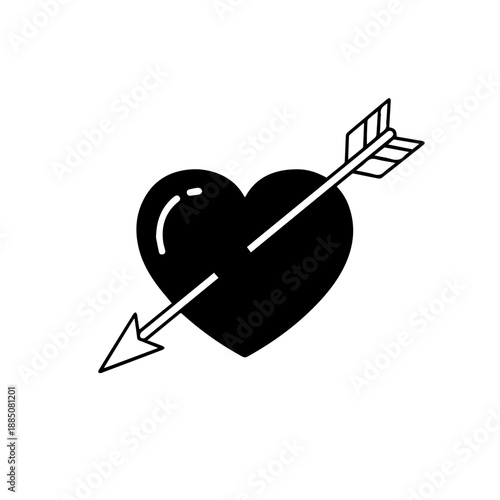Black heart with arrow Vector