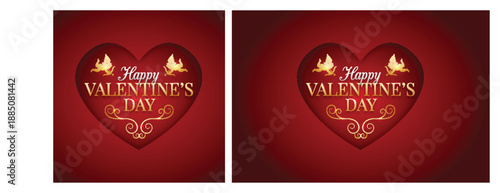 Happy Valentine's Day with a heart and red background, in vector