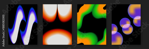 Cutting edge abstract graphics with blue plasma flows and fiery orange gradients on a minimalist black background