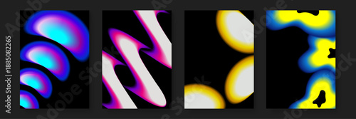 Premium abstract designs featuring cyan liquid pulses and golden yellow aura shapes for creative branding