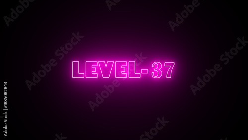 Obraz na plátně Glowing purple color LEVEL 37 text on black background