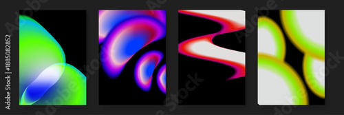 A set of four ethereal abstract posters with soft aura gradients and glowing organic shapes perfect for creative branding and digital art