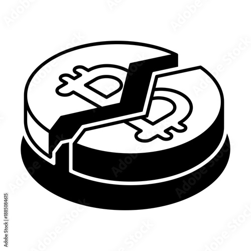 A glyph style icon representing halving