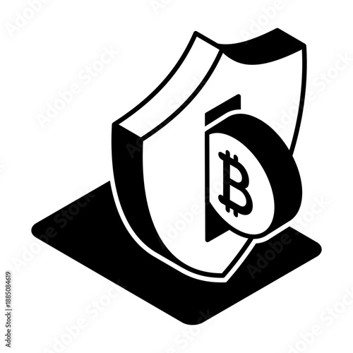 An isometric style icon showing crypto protection