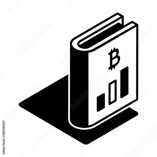 An isometric style icon showing bitcoin book