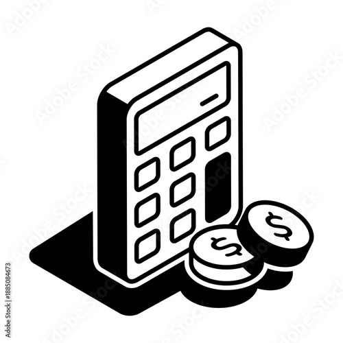 A glyph style icon representing currency calculator