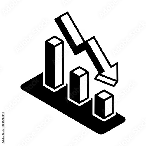 An isometric style icon showing loss