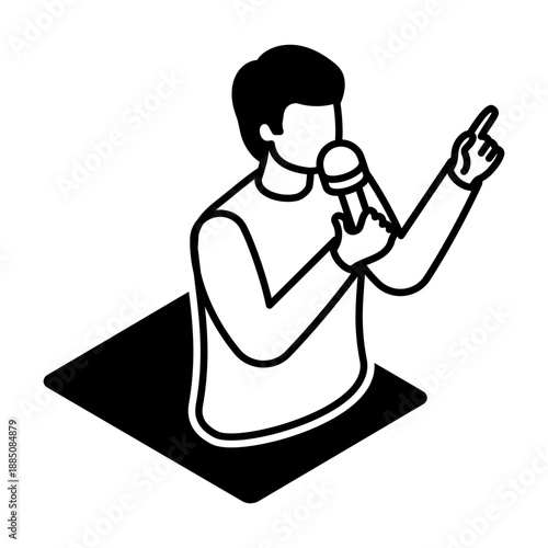 A glyph style icon representing presenter