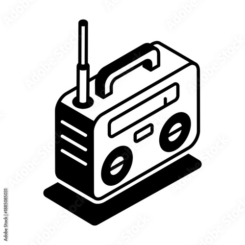 An isometric style icon showing radio communication