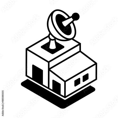 An isometric style icon showing radio station