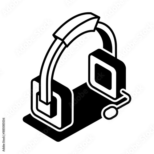 A glyph style icon representing headset