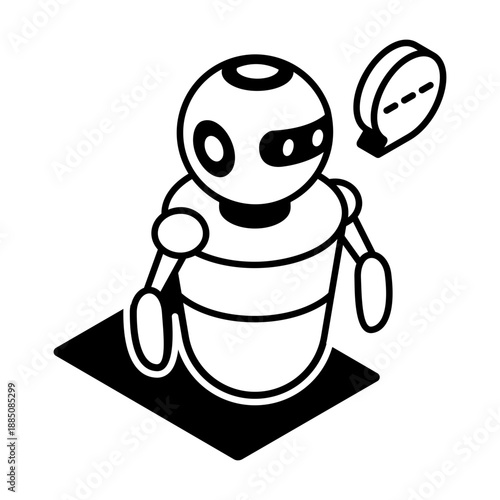 An isometric style icon showing robot assistant
