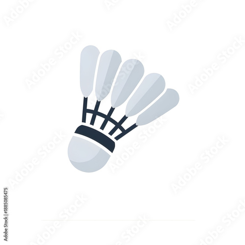 A clean, modern graphic icon representing a badminton shuttlecock with white feathers and a dark base, on a white background