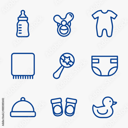 Set of Flat Design Baby essentials icons.