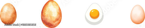 Watercolor set egg icon illustration vector design template. Isolated on white background