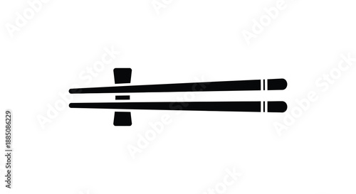 A striking black and white representation of chopsticks elegantly positioned creating a minimalist graphic design and captivating silhouette high quality professional