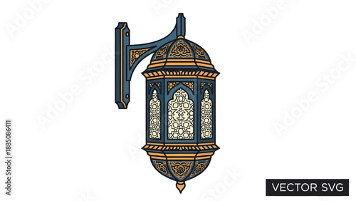 Ornate Wall Mounted Lantern Illustration.