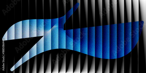 Blue and white striped sailboat, neon background