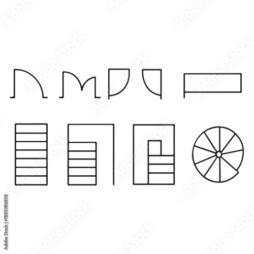 Architectural Floor Plan Elements Set – Doors, Stairs & Construction Symbols
