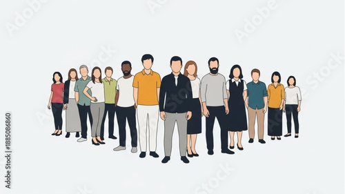 Diverse Group of People Standing Together in a Crowd.