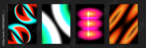 A set of abstract designs focusing on soft luminous orbs and blurred gradient transitions for a modern look