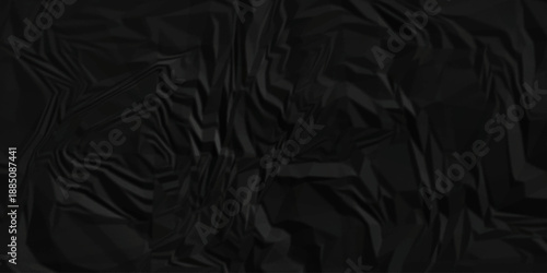 Black paper wrinkled texture for background space. Rough black paper. Paper texture, recycled creased paper background.