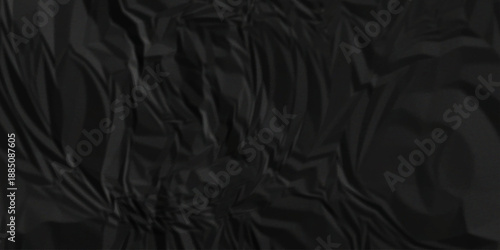 Black paper wrinkled texture for background space. Rough black paper. Paper texture, recycled creased paper background.